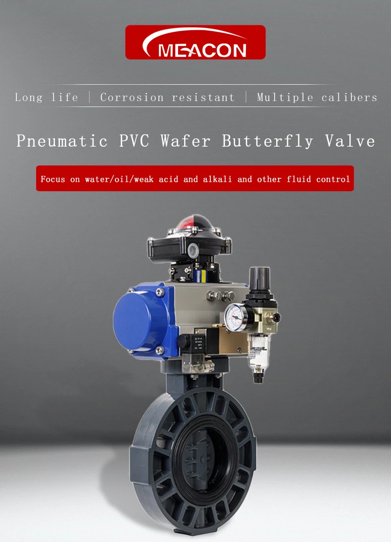 Meacon pneumatic PVC Wafer Butterfly Valve